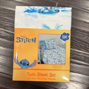 Disney Stitch Twin Sheet Set - Blue and White